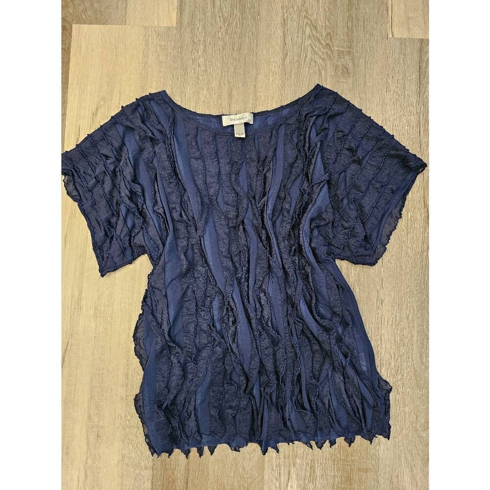 Dressbarn size Large Navy blue Ruffle Blouse Top